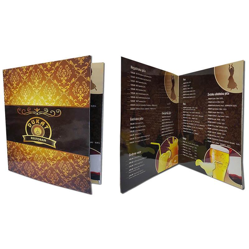 Jelovnici - Plastificirani Jelovnik Tvrda Korica